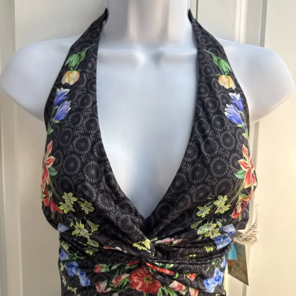 Johnny Was Color Twist black floral one-piece swimsuit Size Small NWT - Picture 4 of 11